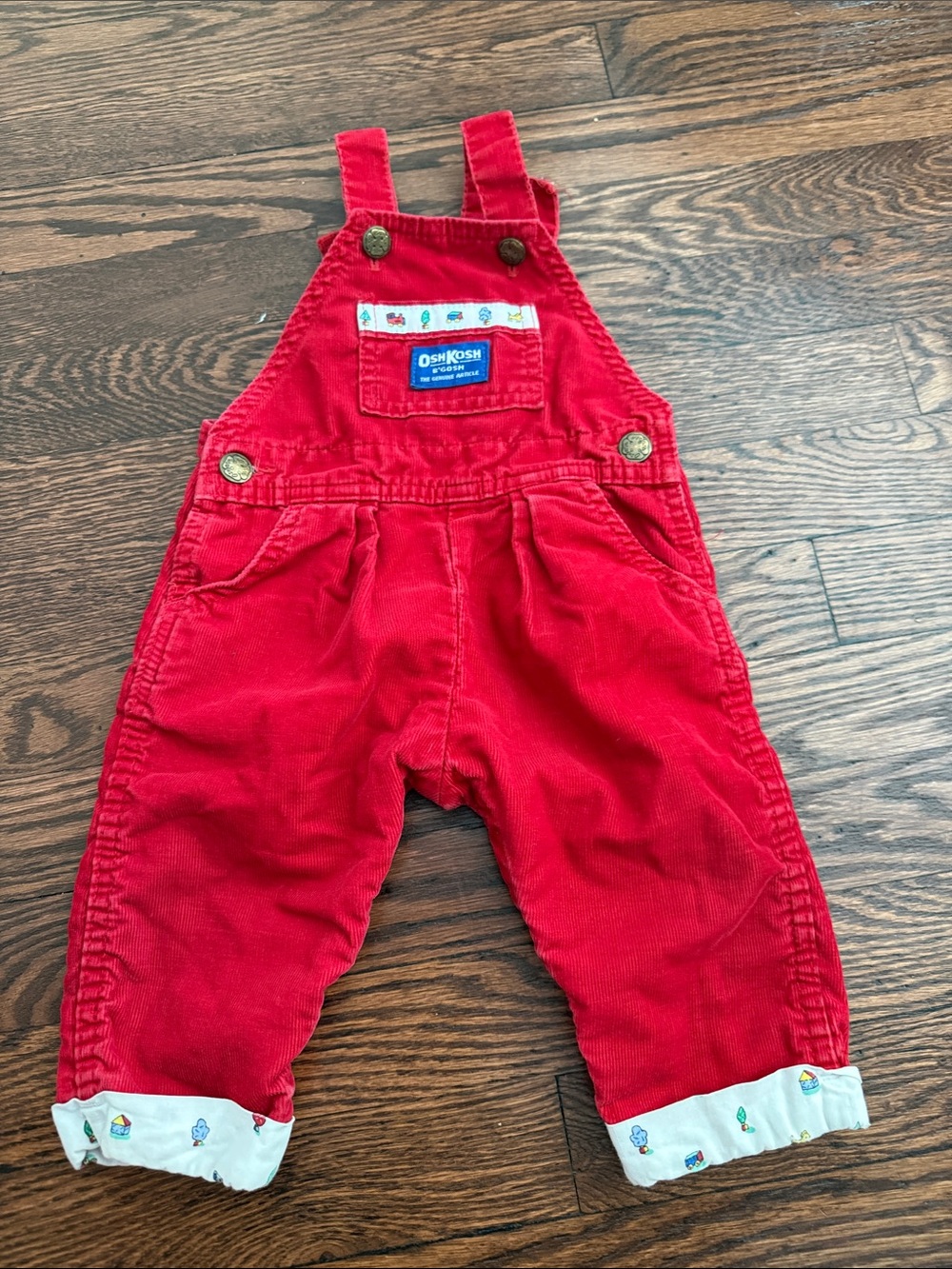 Vintage OshKosh B'gosh Red Corduroy Overalls 6-9 months